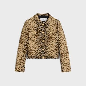 Celine Leopard Trucker Jacker in Double Wool